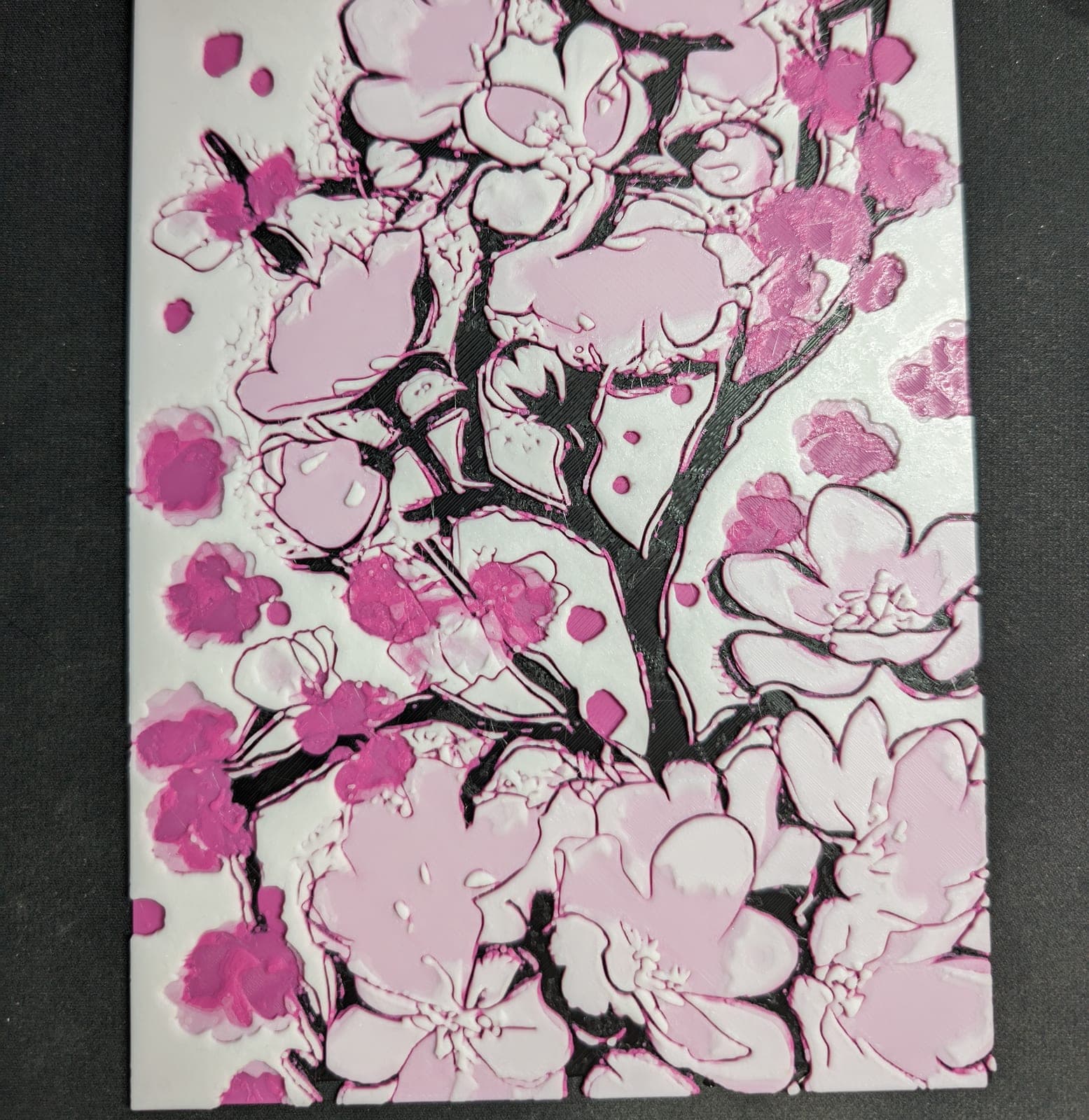 Cherry blossom relief, filament painting